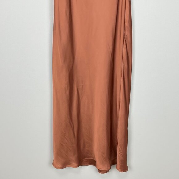 Z Supply Womens Lark Slip Midi Dress Copper Satin Spaghetti Straps size Small - Picture 6 of 11
